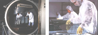 bullet proof glass manufacturing process showing clean room and autoclave